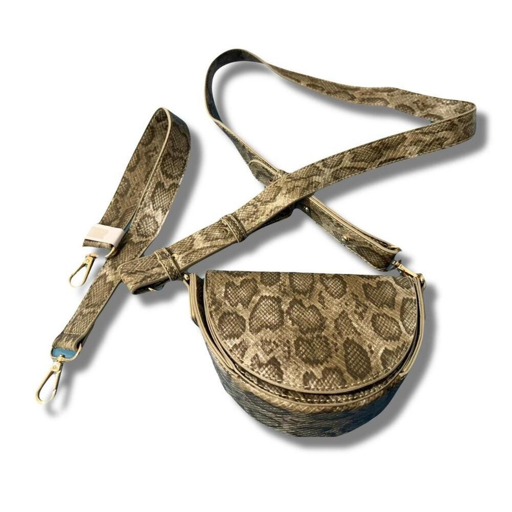 ASOS DESIGN khaki snake print cross body bag